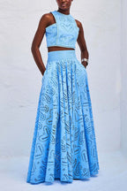 Larissa™ Geborduurd Top & Hoge Taille Maxi Rok Set