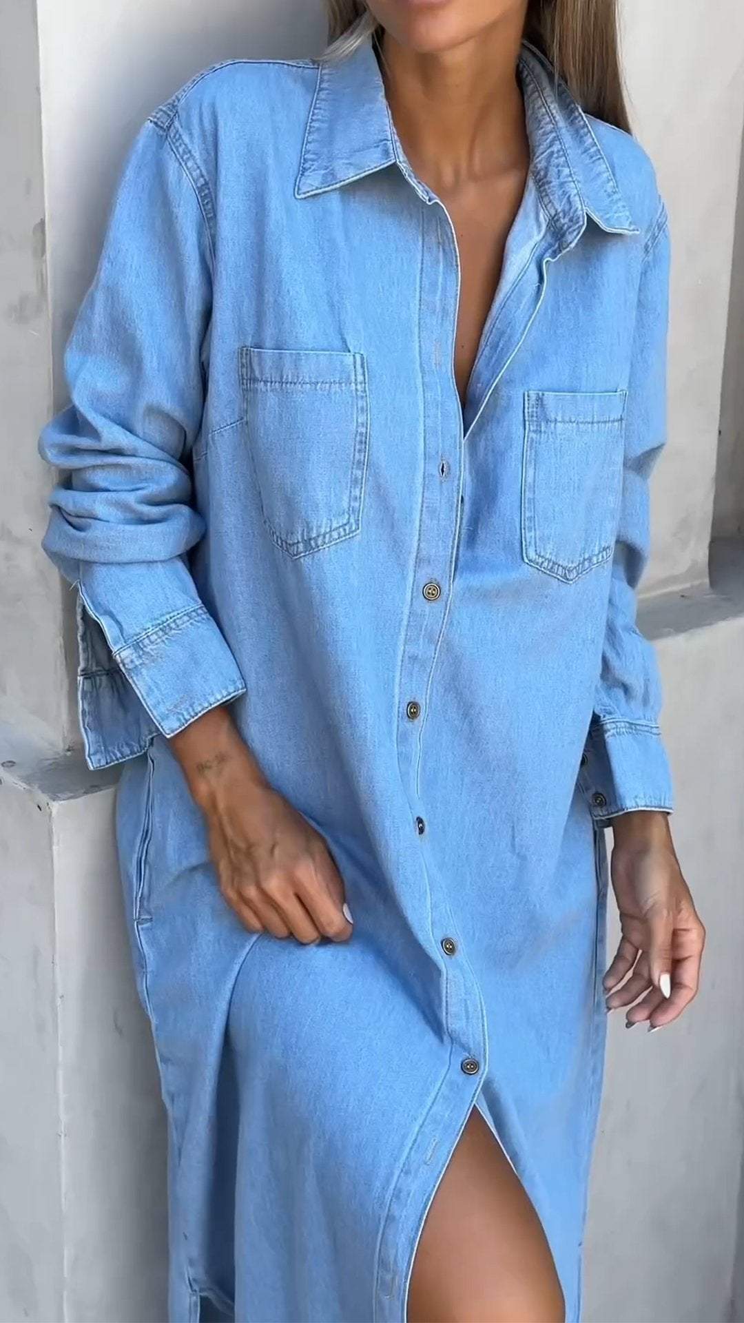 DINAH | LANGEMOUW LAPEL DENIM JURK