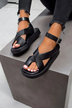 ANTOINETTE | CROSS STRAP PLATFORM SANDALS