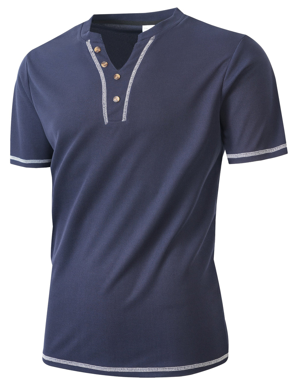 Maxwell | Getextureerde Knop-Hals T-shirt