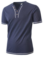 Maxwell | Getextureerde Knop-Hals T-shirt