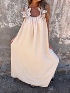 SYBIL | BOW STRAP U-NECK MAXI JURK