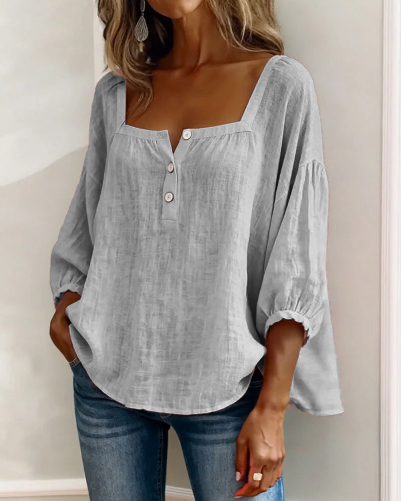 Florence | Ontspannen Blouse met Vierkante Hals