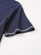 Maxwell | Getextureerde Knop-Hals T-shirt