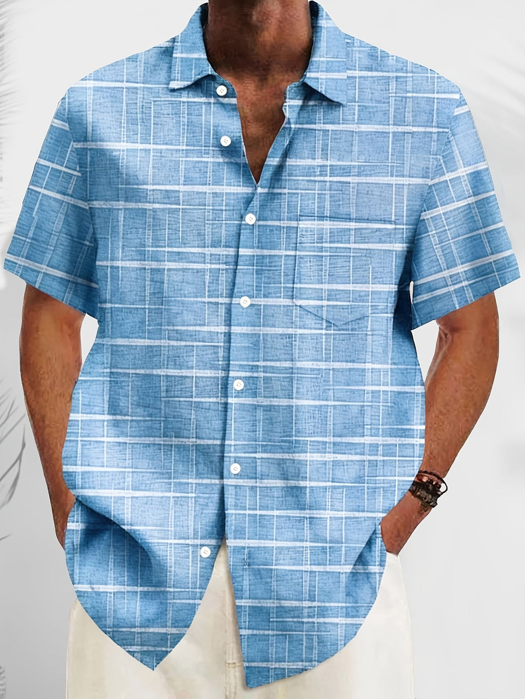 Weston | Textured Grid Korte Mouwen Shirt