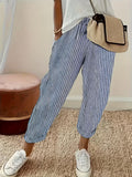 Marley | Gestreepte Wijde Casual Broek