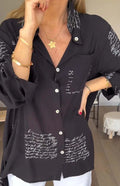 GLYNIS | OVERSIZED SCRIPT PRINT BLOUSE