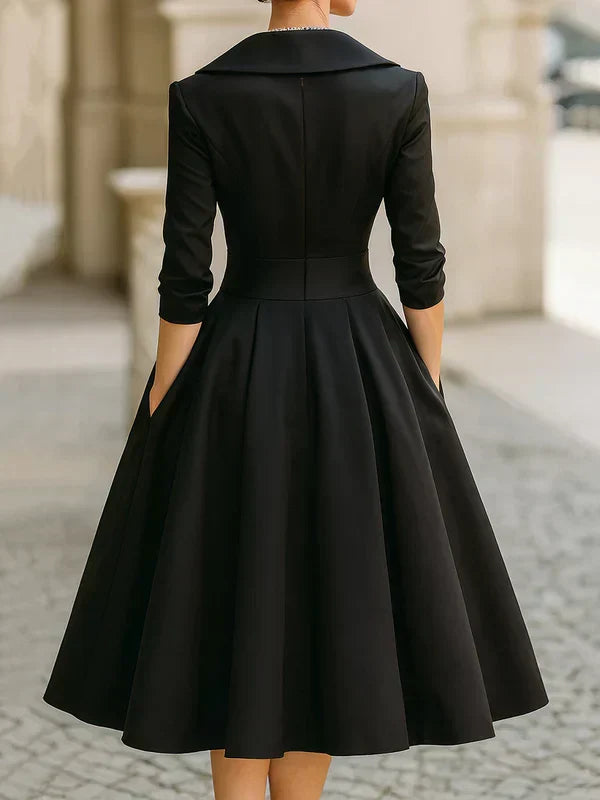 Gabriella | Elegante Wikkel Hals Midi Jurk