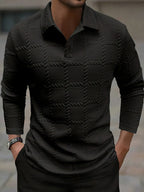 Calvin | Textured Long-Sleeve Polo Shirt