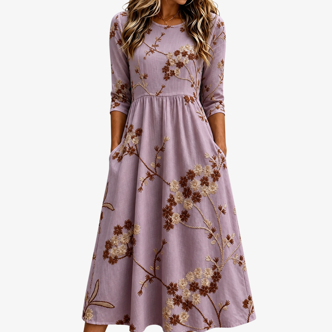 VIOLET | HEATHER MEADOW FLORAL POCKET MIDI JURK