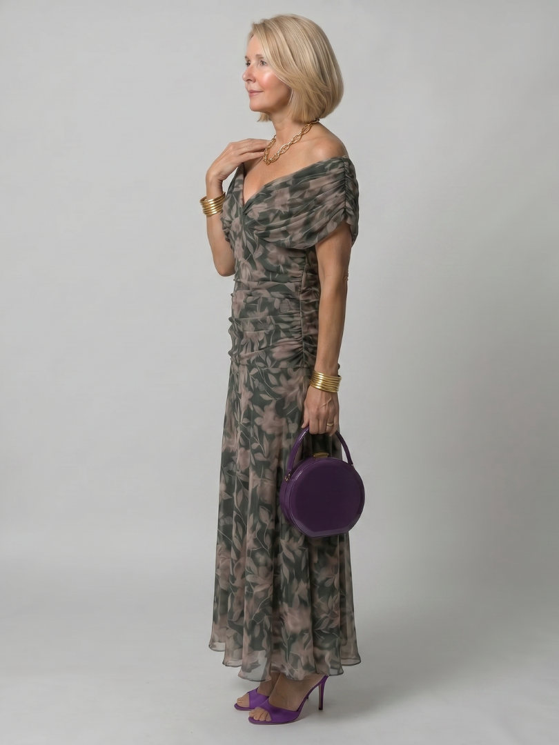 Calen™ Off Shoulder Flow Midi Jurk