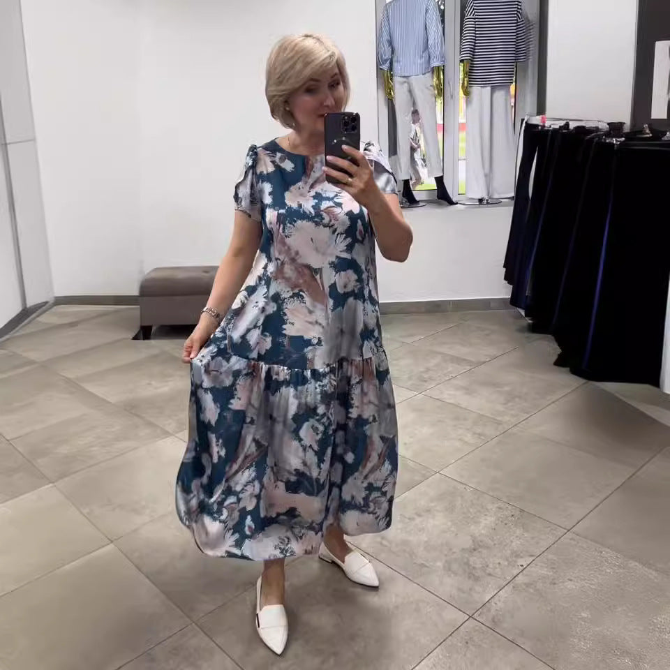 EVANGELINE | FLODALE MAXI JURK MET LAAGJES