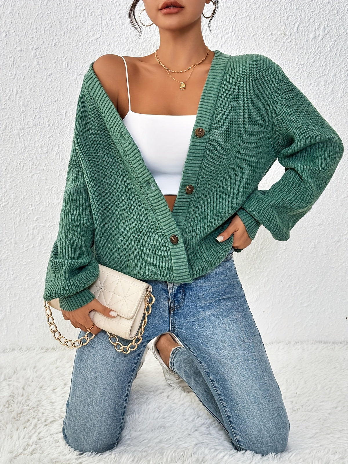 Winifred | Ontspannen Knopen-Voorkant Cardigan