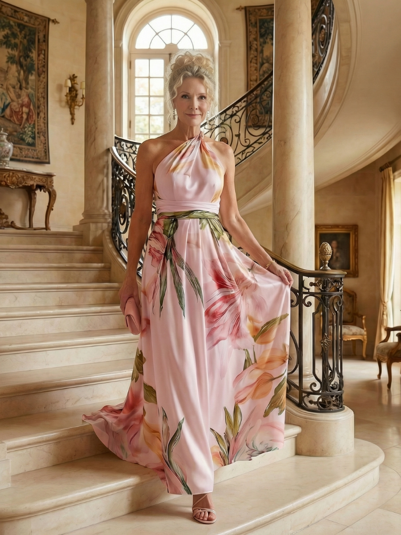 Amiel™ Licht Bloemen Maxi Jurk