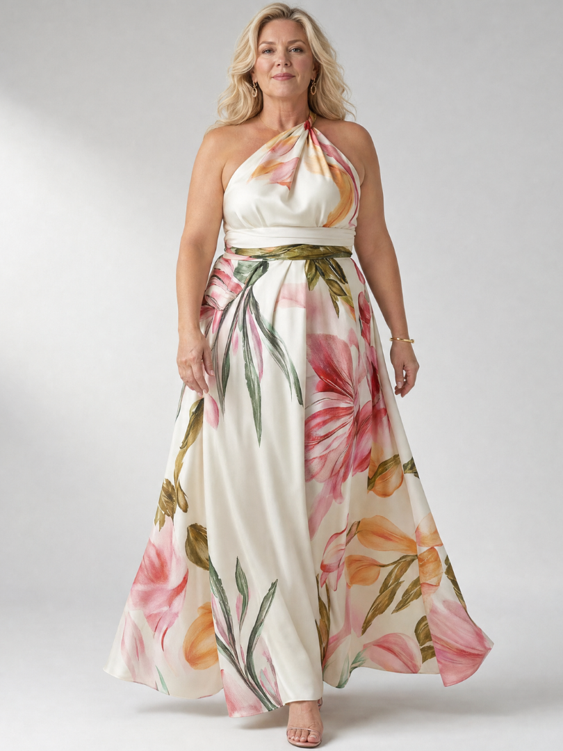 Amiel™ Licht Bloemen Maxi Jurk