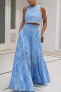 Larissa™ Geborduurd Top & Hoge Taille Maxi Rok Set