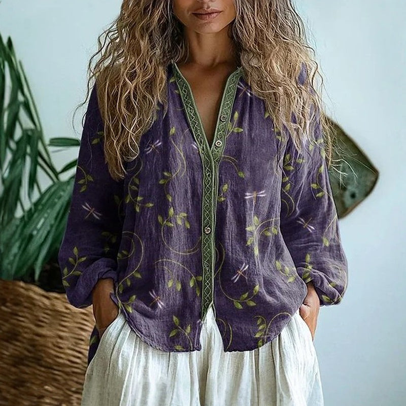 Amber | Elegante Vintage Print Shirt