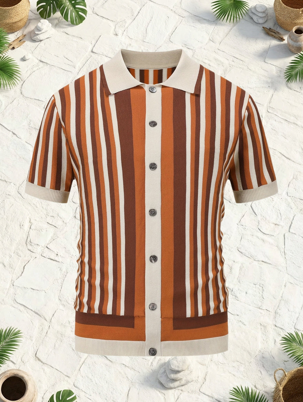 Winston | Retro Gestreept Korte Mouwen Shirt