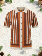 Winston | Retro Gestreept Korte Mouwen Shirt