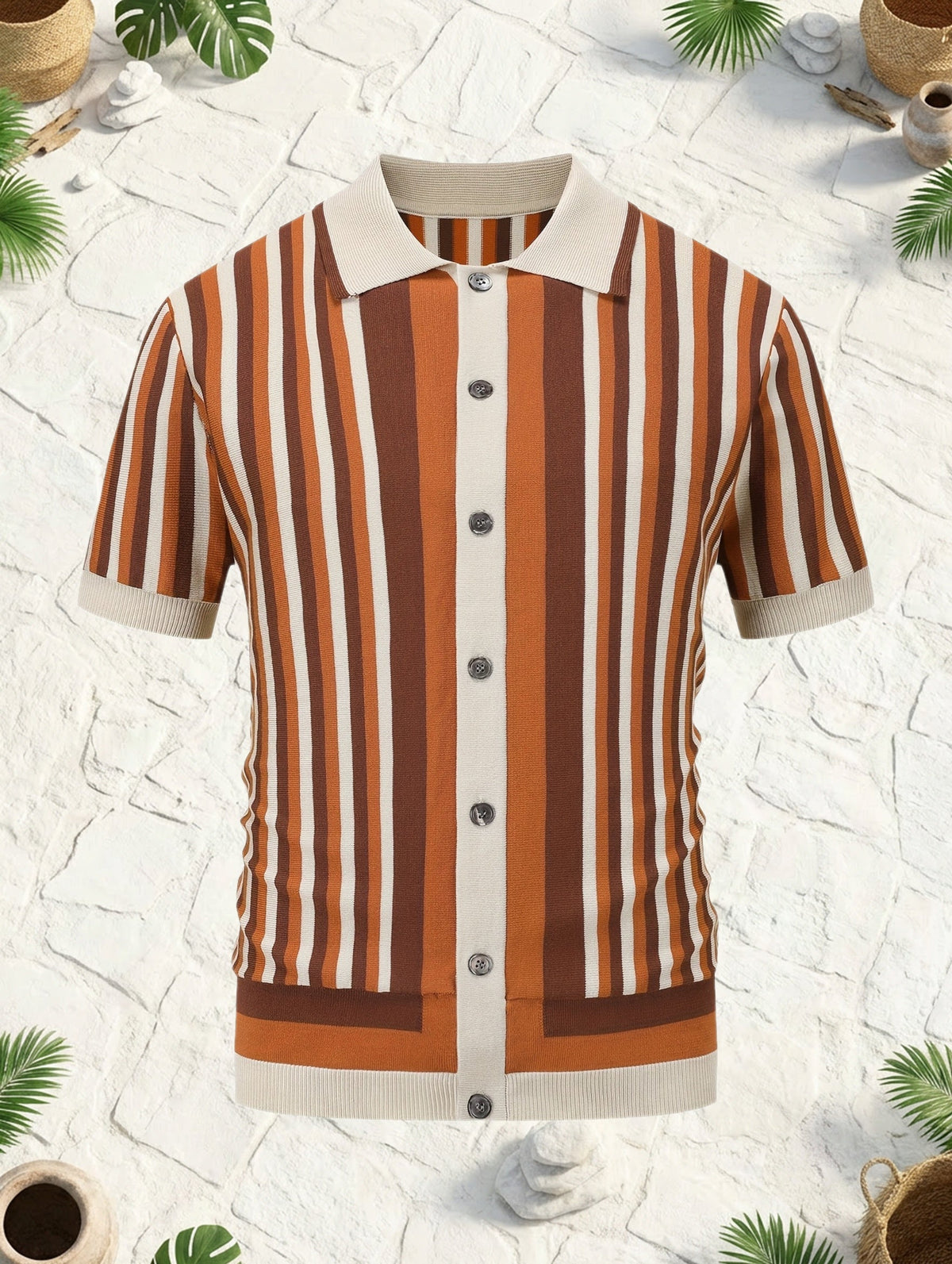 Winston | Retro Gestreept Korte Mouwen Shirt