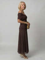 Calen™ Off Shoulder Flow Midi Jurk