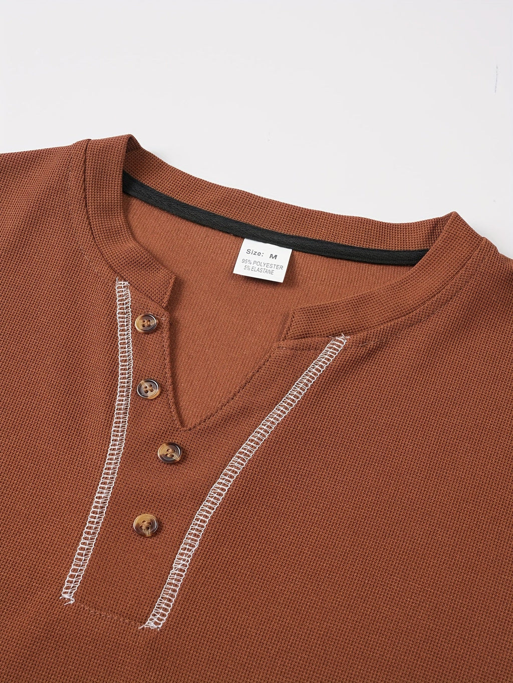 Maxwell | Getextureerde Knop-Hals T-shirt