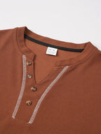 Maxwell | Getextureerde Knop-Hals T-shirt