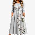 LUCIA | ZILVEREN WEIDE BLOEMEN POCKET MIDI DRESS