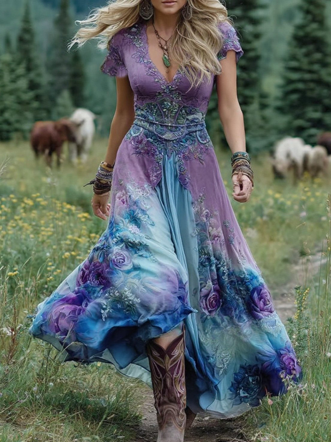 Natalie | Elegante Bloemen Maxi Jurk