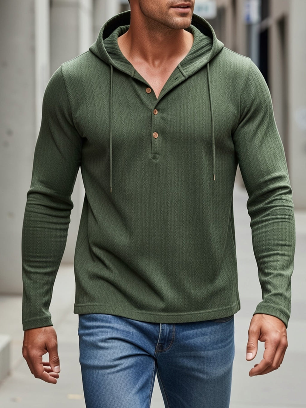 Gideon | Textured Hooded Henley