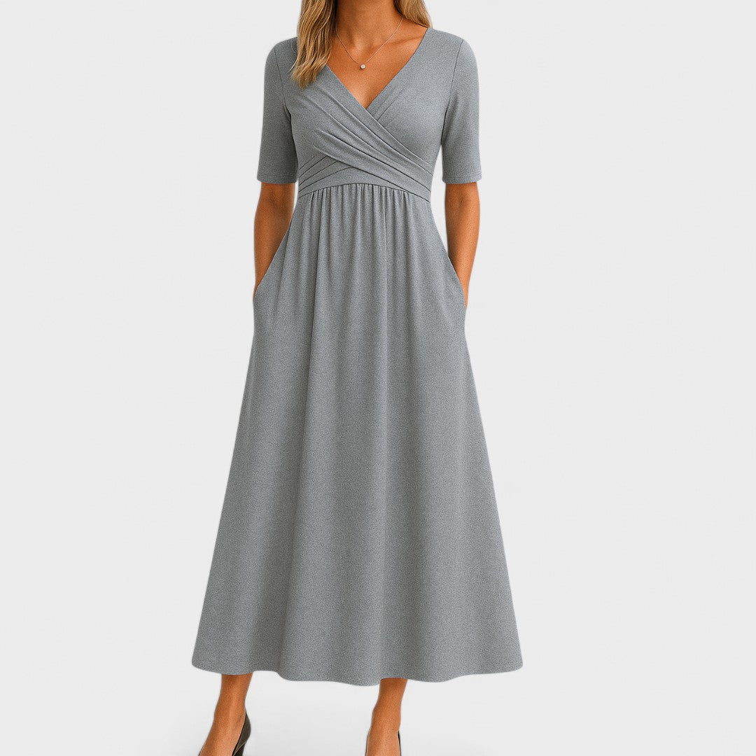 Maddison | Elegante Plissé Midi Jurk