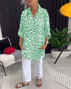 Isobel™ Elegante Kraag Blouse met Luipaardprint