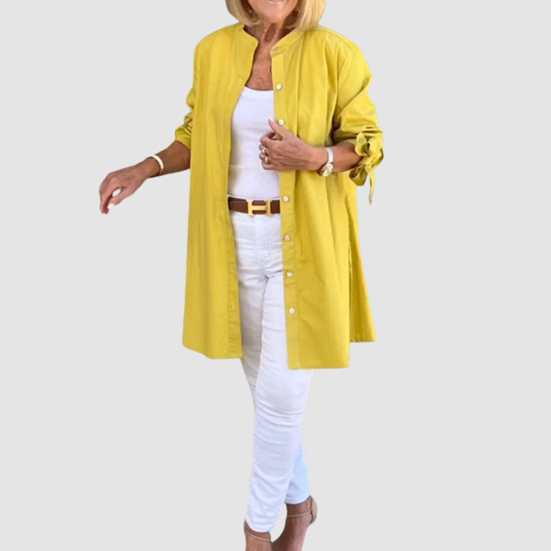 Kris™ Effen Kleur Casual Lange Mouwen Shirt