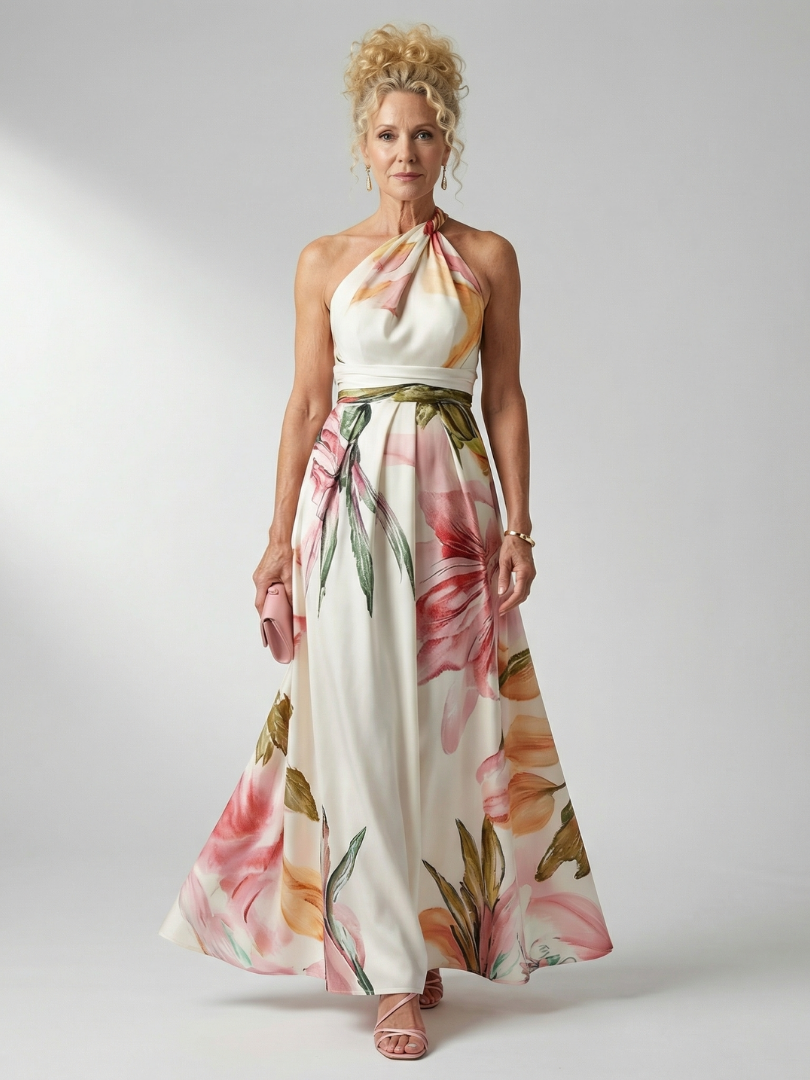 Amiel™ Licht Bloemen Maxi Jurk