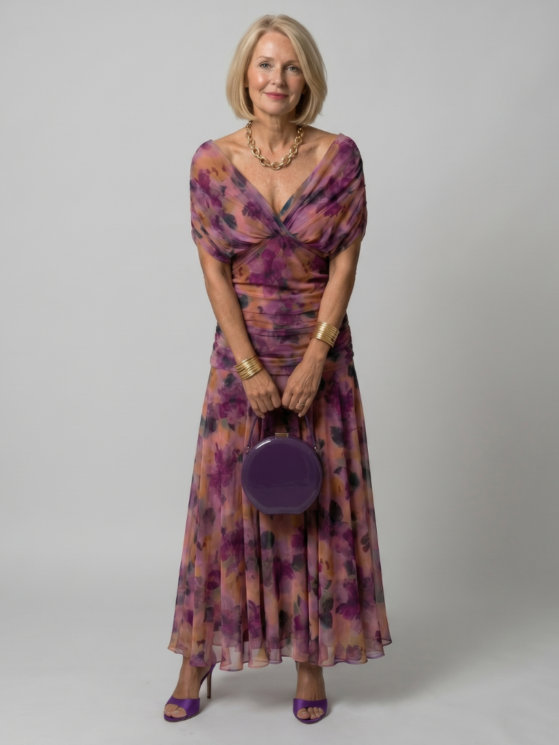 Calen™ Off Shoulder Flow Midi Jurk