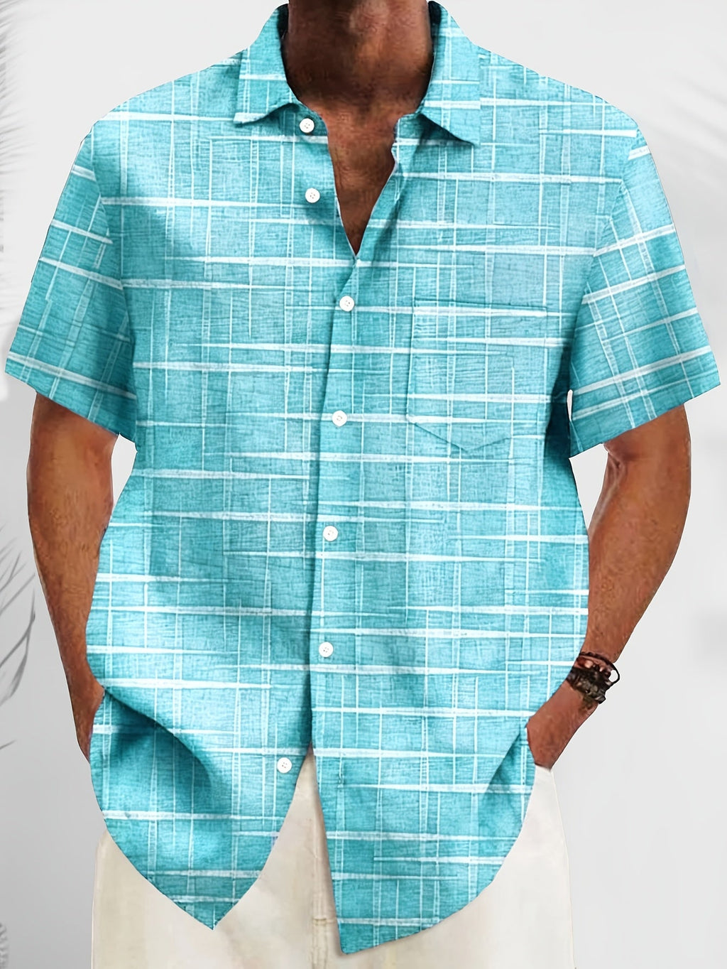 Weston | Textured Grid Korte Mouwen Shirt