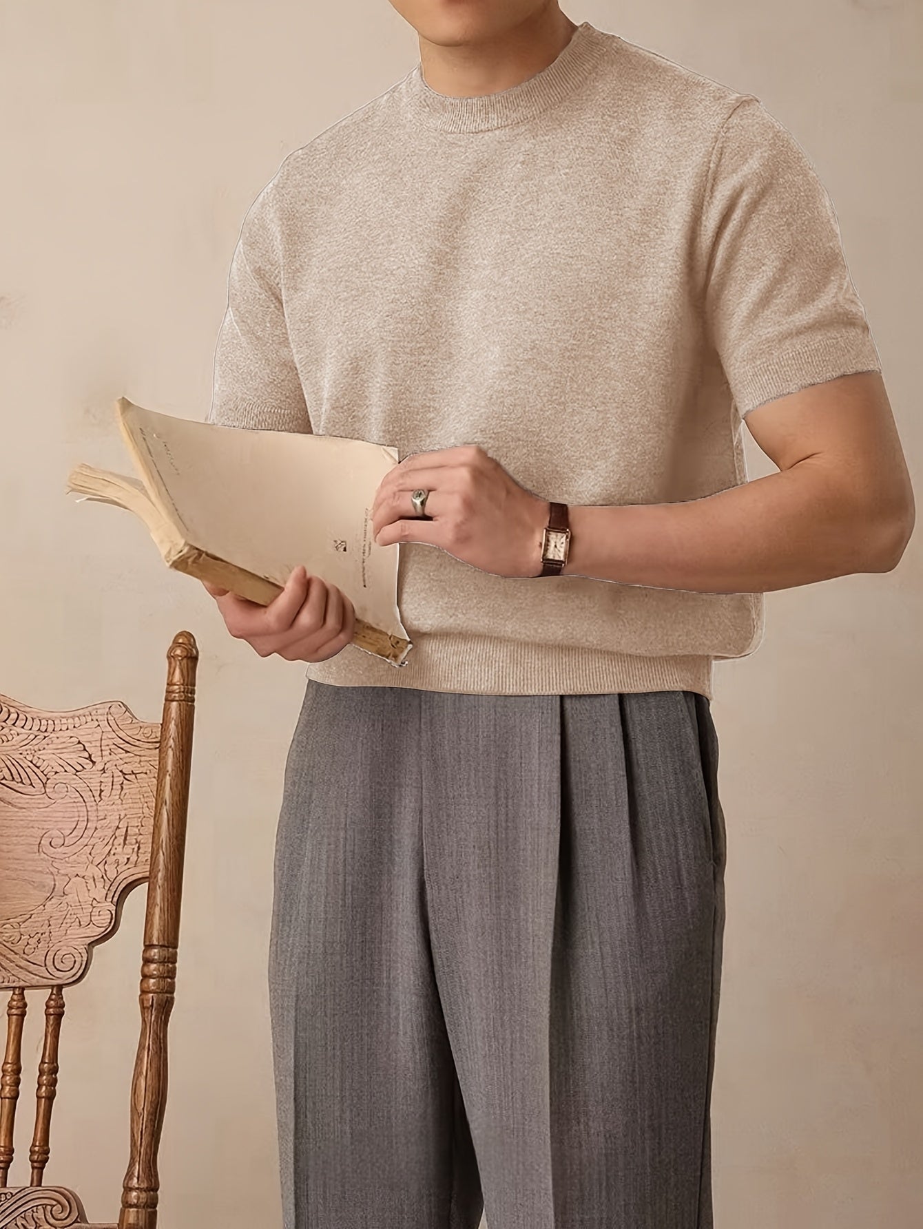 Emerson | Verfijnde Crew-Neck Korte Mouw Top