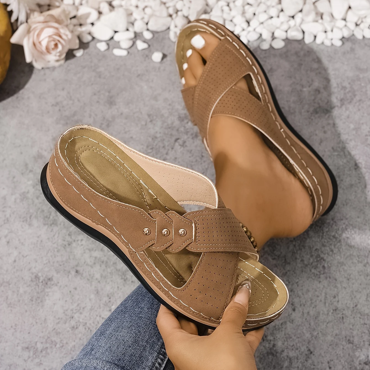 Marlene | Gevoerde Comfort Wedge Sandalen