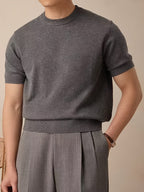 Emerson | Verfijnde Crew-Neck Korte Mouw Top