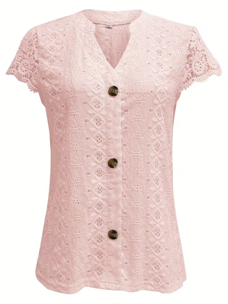 Ariana | Klassieke Knop V-Hals Shirt