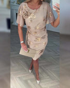 ROWENA | BROWN BUTTON WAIST ELEGANTE DRESS