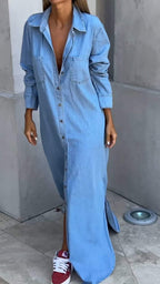DINAH | LANGEMOUW LAPEL DENIM JURK