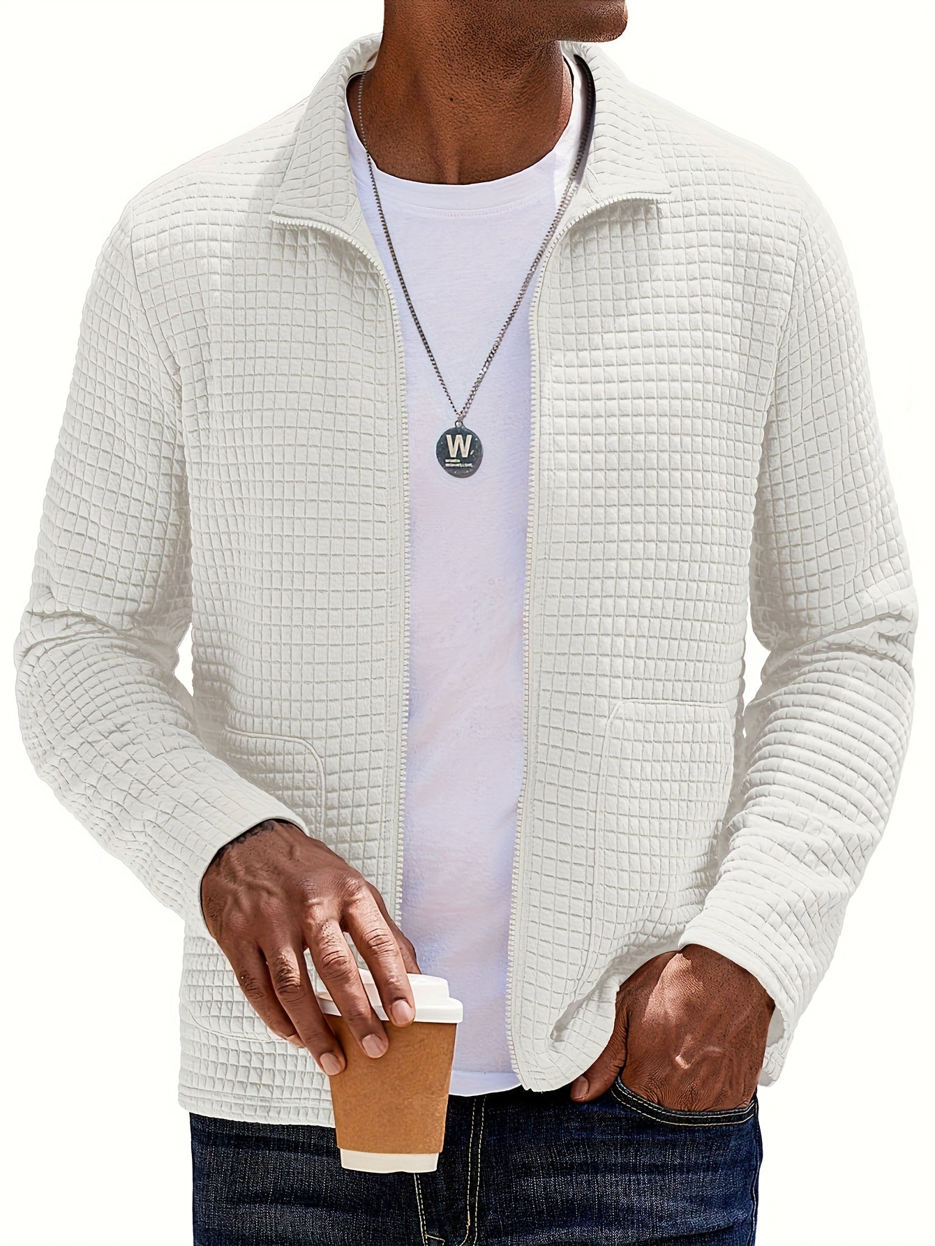 Nash | Textured Stand-Collar Zip-Up Jacket
