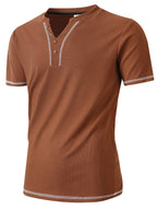 Maxwell | Getextureerde Knop-Hals T-shirt