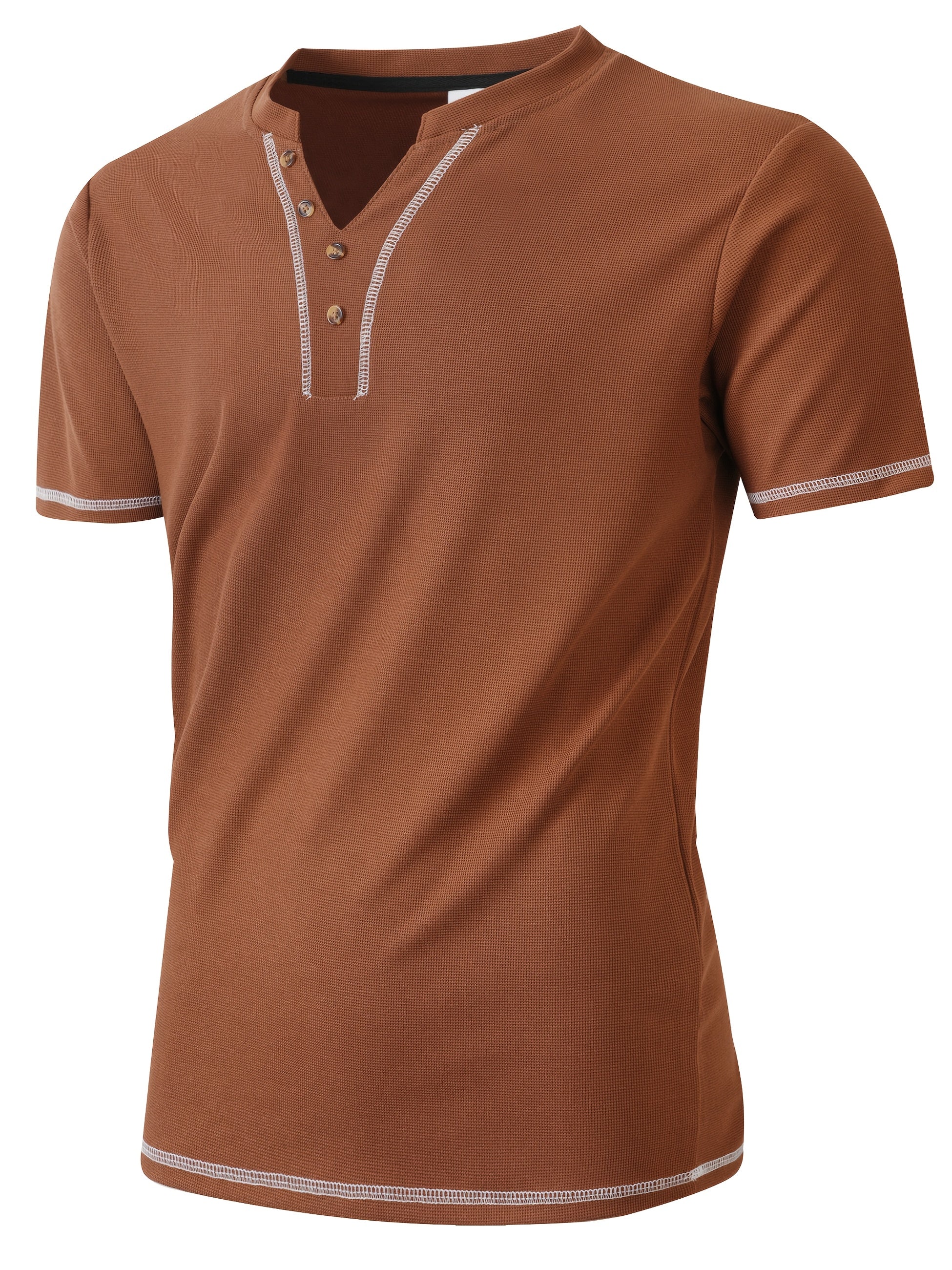 Maxwell | Getextureerde Knop-Hals T-shirt