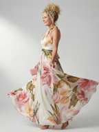 Amiel™ Licht Bloemen Maxi Jurk