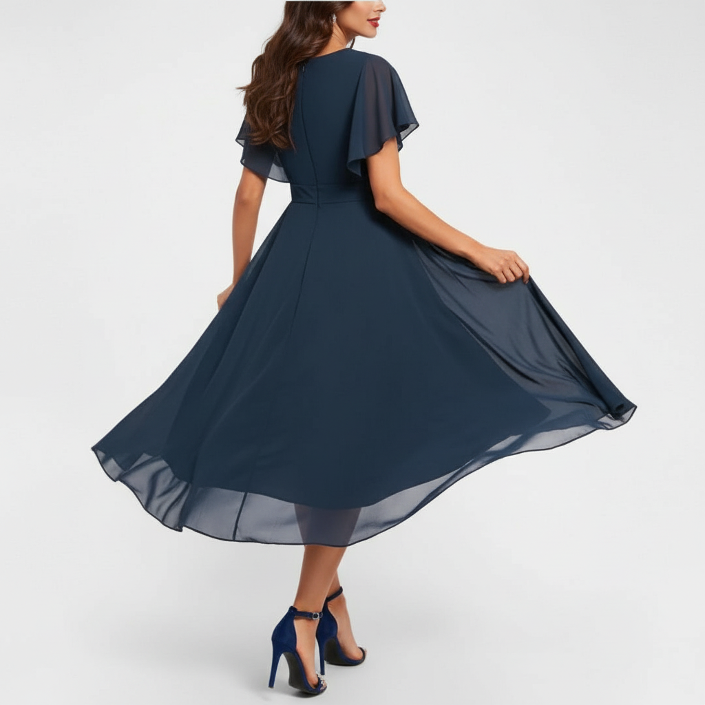 Clarissa™ Vloeiende V-Hals Maxi Jurk
