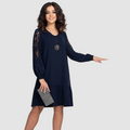 Mina™ Elegante Kanten Mouw Midi Jurk