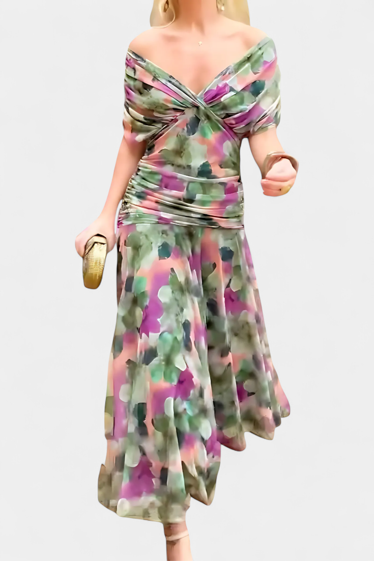 PENELOPE | LANGE FLORAL V-HALS JURK