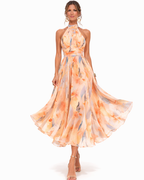 ROSE | HALTERNECK JURK MET AQUARELPRINT